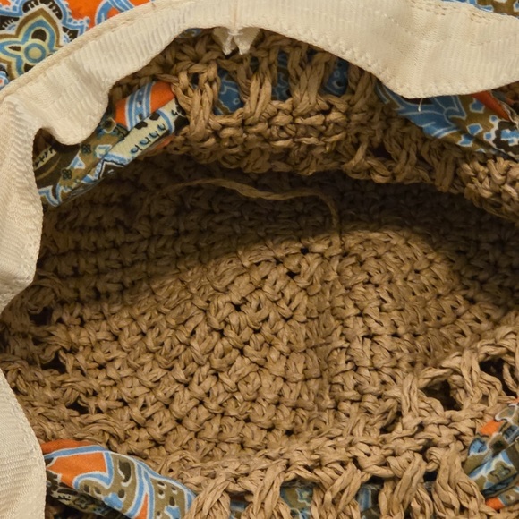 Anthropologie Stylish Tan Blue Orange Paisley Sun Hat - Picture 3 of 4